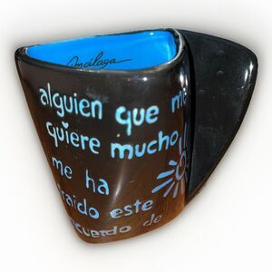Malaga Spain Black Souvenir Ceramic Coffee Mug Triangle Shaped